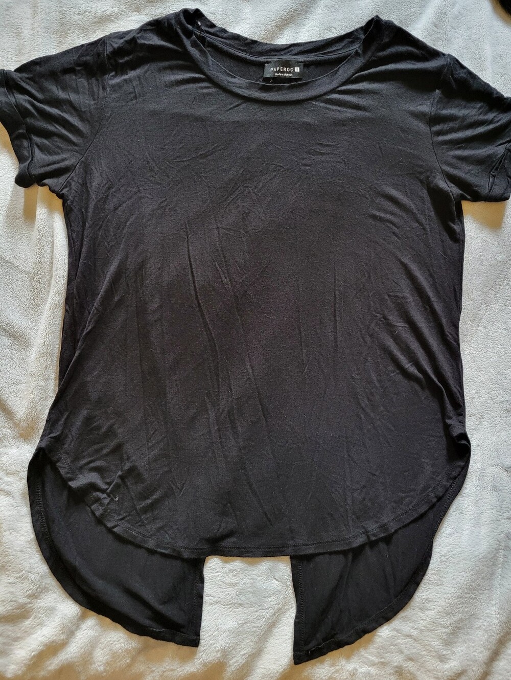 Paperoc | Black Hi-Lo Open Back Tee